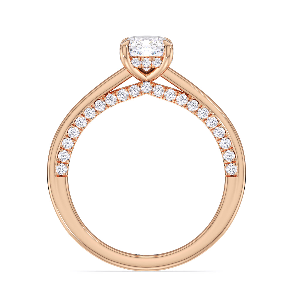 The Kelly Engagement Ring with Cushion Cut Diamond in 14KT Rose Gold view 2

