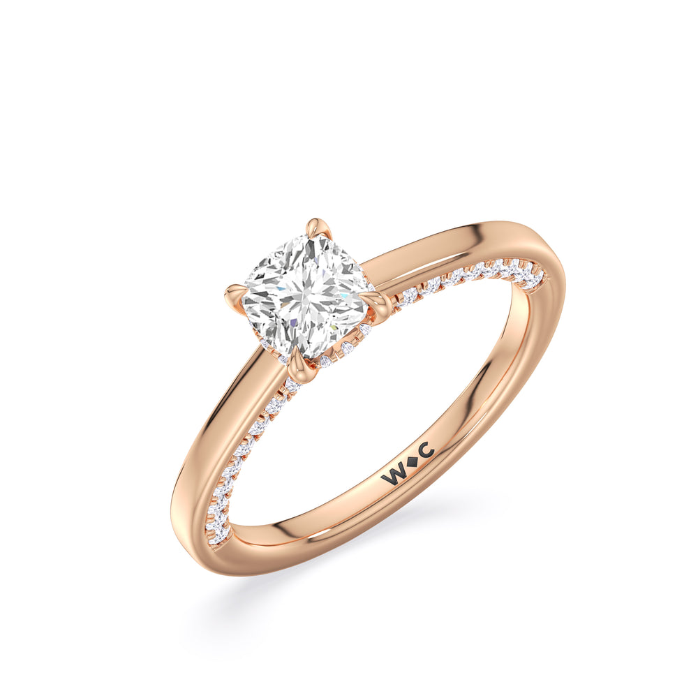 The Kelly Engagement Ring with Cushion Cut Diamond in 14KT Rose Gold view 3
