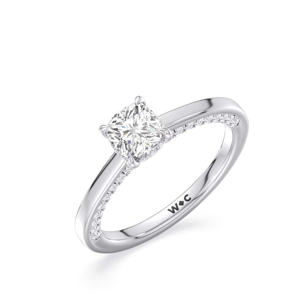 The Kelly Engagement Ring with Cushion Cut Diamond in 14KT Platinum view 3
