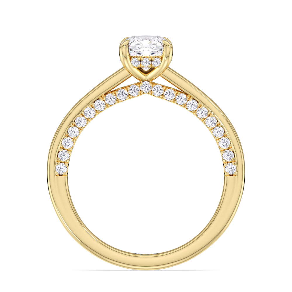 The Kelly Engagement Ring with Cushion Cut Diamond in 14KT Yellow Gold view 2
