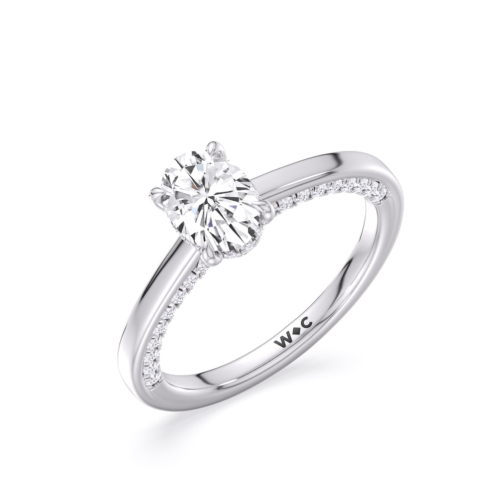 The Kelly Engagement Ring with Oval Cut Diamond in 14KT Platinum view 3
