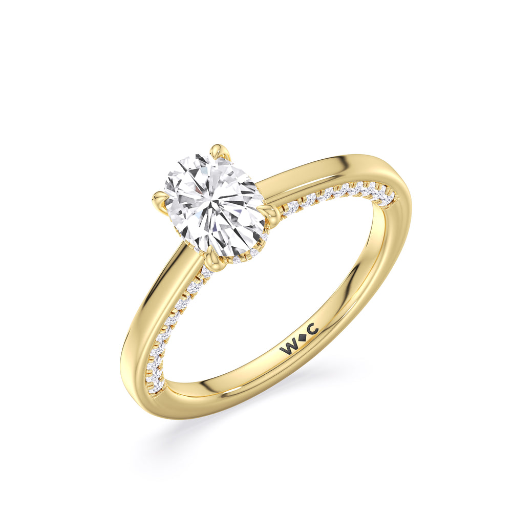 The Kelly Engagement Ring with Oval Cut Diamond in 14KT Yellow Gold view 3
