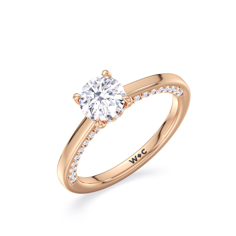 The Kelly Engagement Ring with Round Cut Diamond in 14KT Rose Gold view 3
