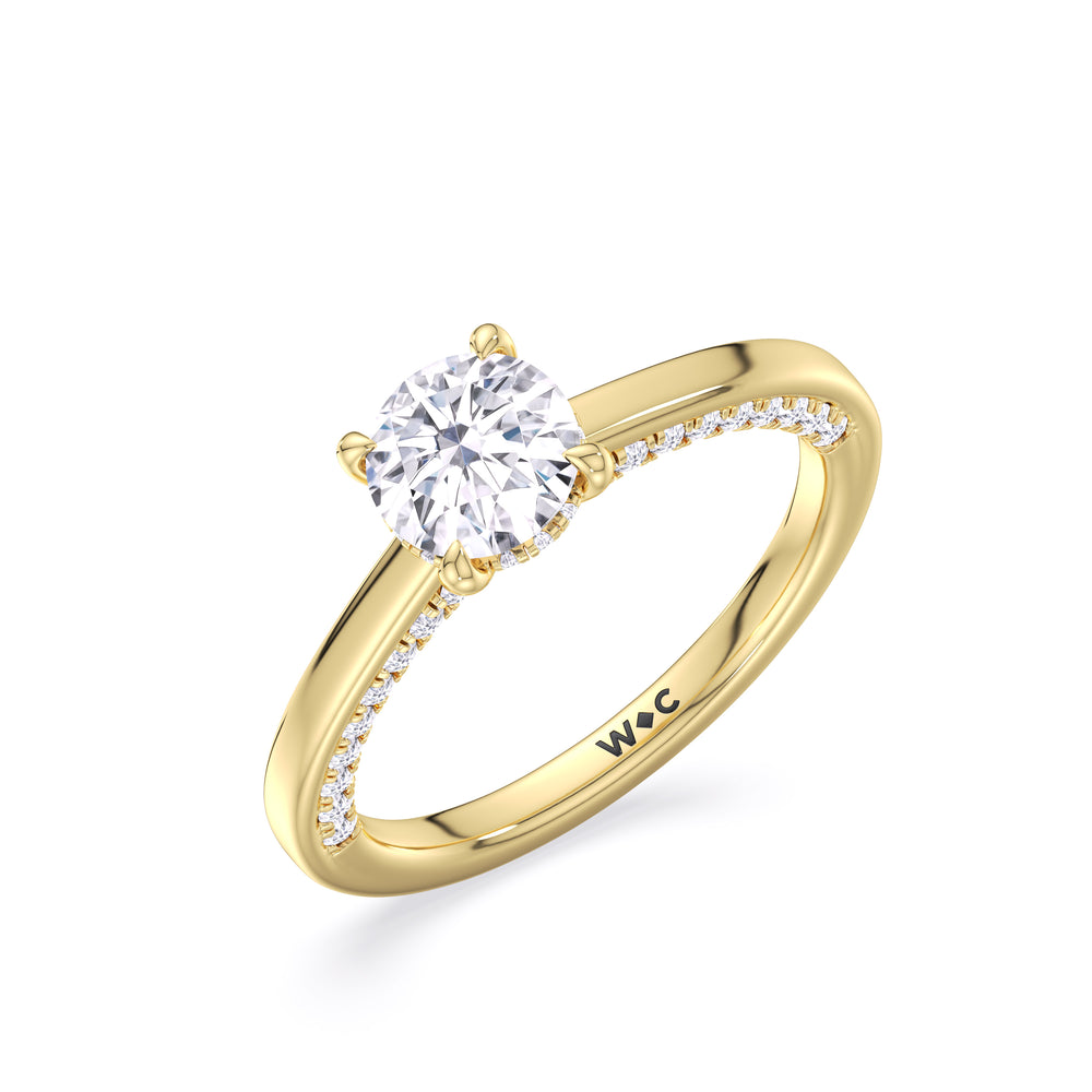 The Kelly Engagement Ring with Round Cut Diamond in 14KT Yellow Gold view 3
