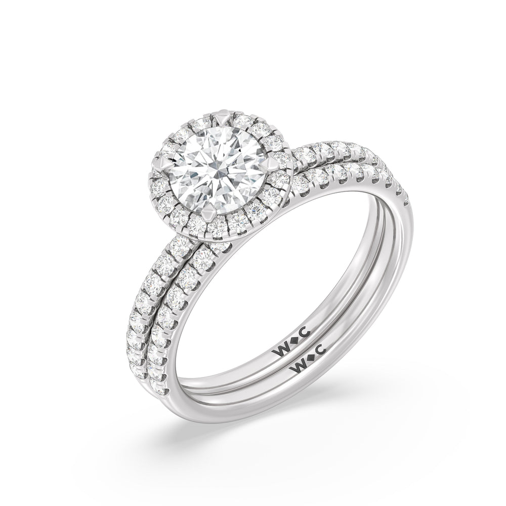 The Rose Diamond Wedding Band with Platinum Cut Diamond in 14KT Platinum view 4
