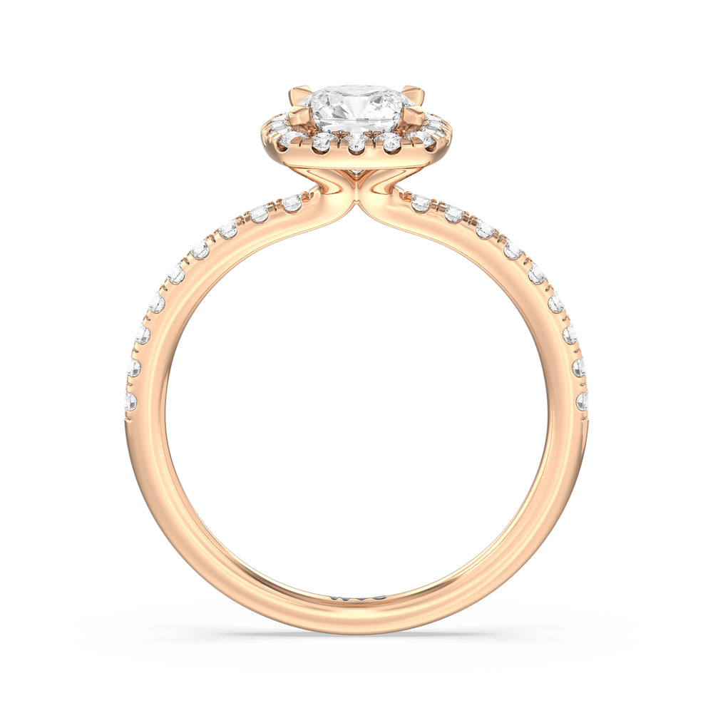 The Rose Engagement Ring with Cushion Cut Diamond in 14KT Rose Gold view 2

