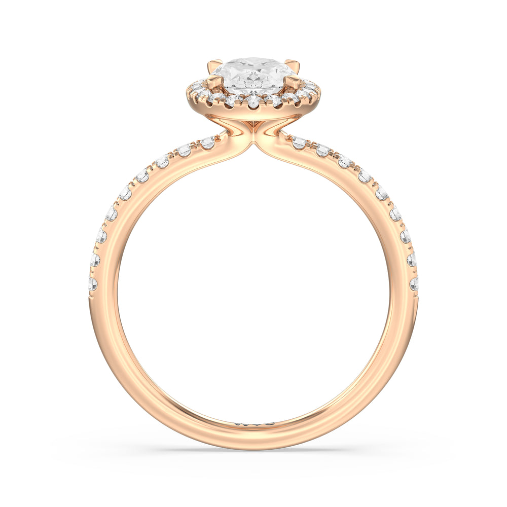The Rose Engagement Ring with Oval Cut Diamond in 14KT Rose Gold view 2
