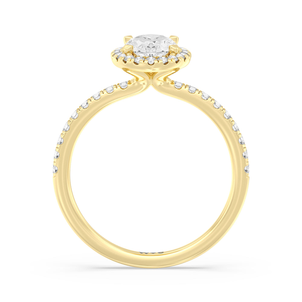The Rose Engagement Ring with Oval Cut Diamond in 14KT Yellow Gold view 2
