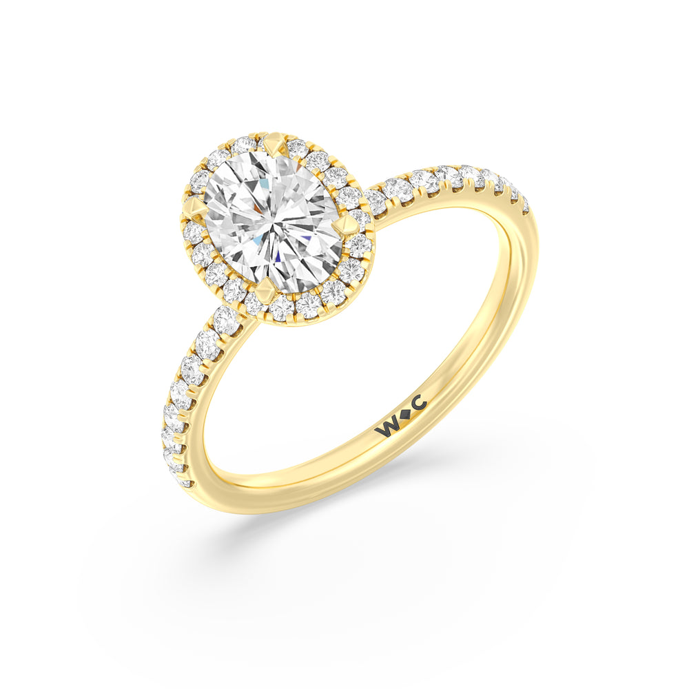 The Rose Engagement Ring with Oval Cut Diamond in 14KT Yellow Gold view 3
