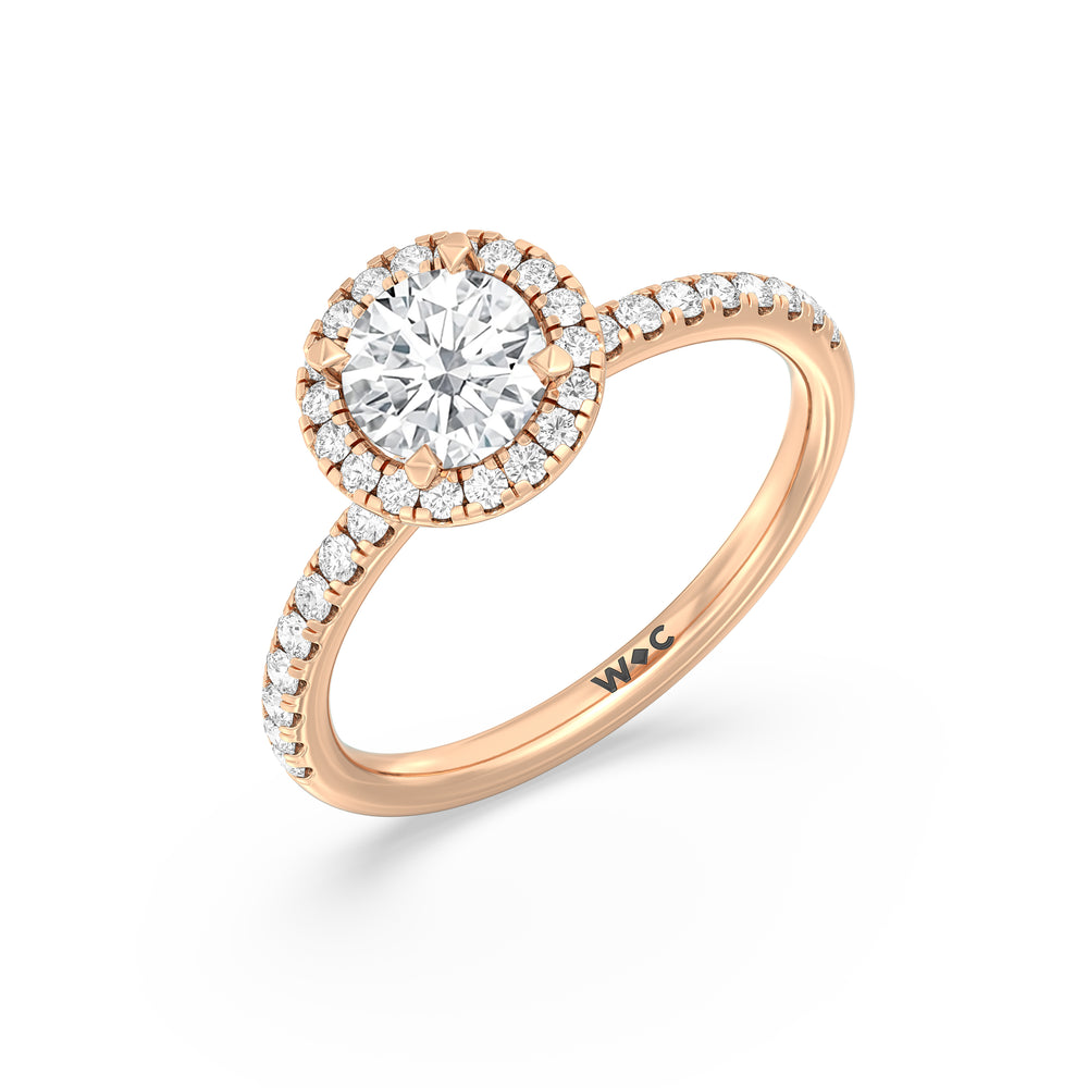 The Rose Engagement Ring with Round Cut Diamond in 14KT Rose Gold view 3
