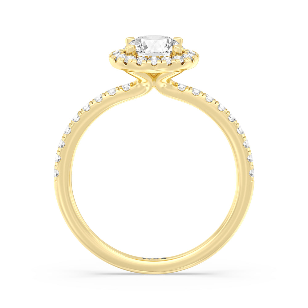 The Rose Engagement Ring with Round Cut Diamond in 14KT Yellow Gold view 2
