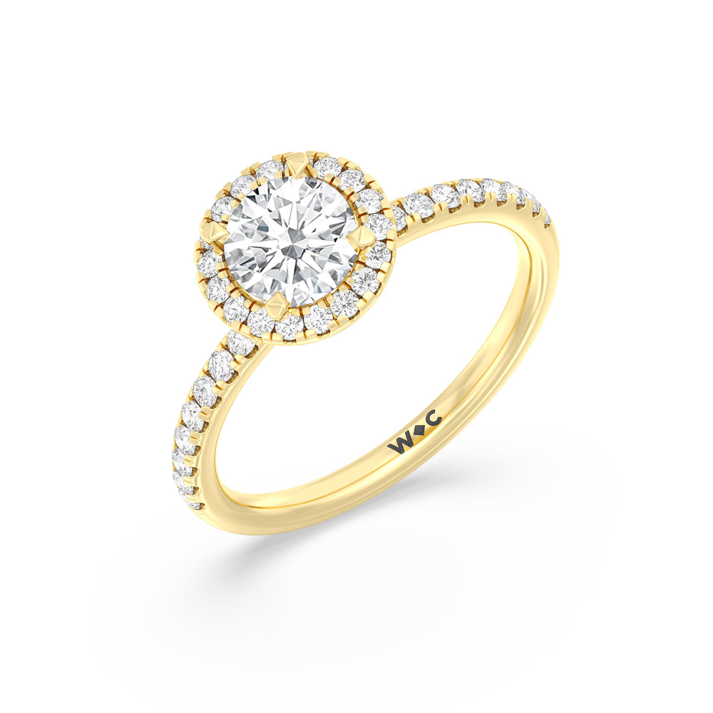 The Rose Engagement Ring with Round Cut Diamond in 14KT Yellow Gold view 3
