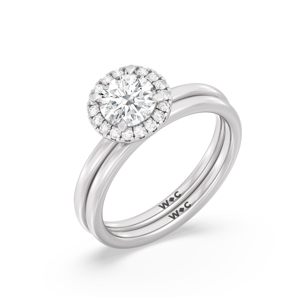 The Eloise Wedding Band with Platinum Cut Diamond in 14KT Platinum view 4
