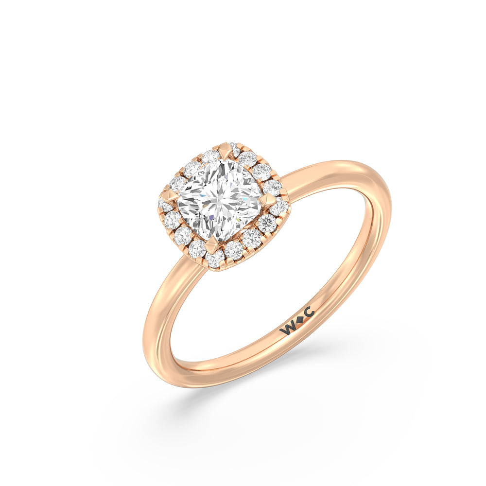 The Eloise Engagement Ring with Cushion Cut Diamond in 14KT Rose Gold view 3
