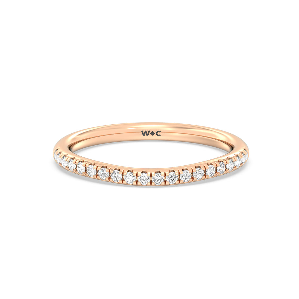 The Mira Diamond Wedding Band with 18KT Rose Gold Cut Diamond in 14KT Rose Gold view 1

