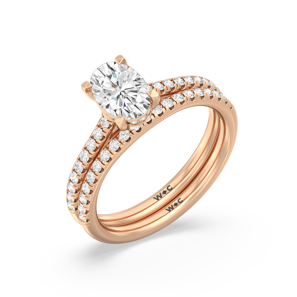 The Mira Diamond Wedding Band with 18KT Rose Gold Cut Diamond in 14KT Rose Gold view 4
