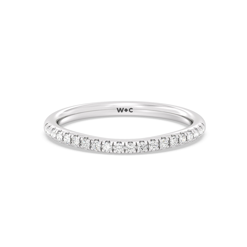 The Mira Diamond Wedding Band with Platinum Cut Diamond in 14KT Platinum view 1
