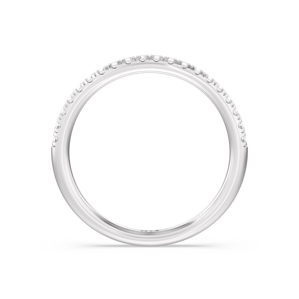 The Mira Diamond Wedding Band with Platinum Cut Diamond in 14KT Platinum view 2
