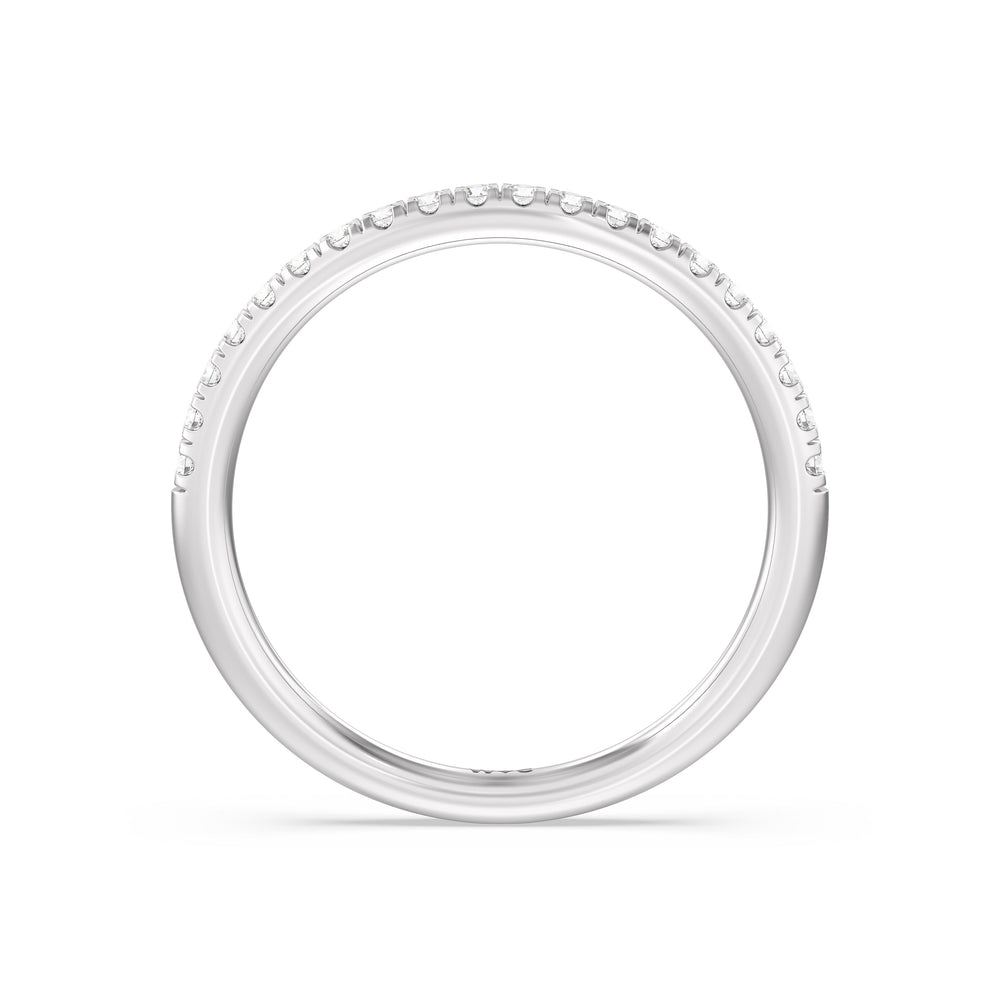 The Mira Diamond Wedding Band with Platinum Cut Diamond in 14KT Platinum view 2
