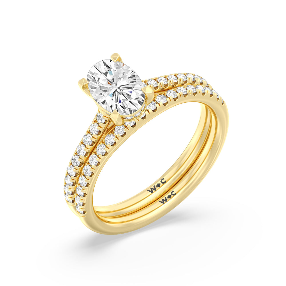 The Mira Diamond Wedding Band with 18KT Yellow Gold Cut Diamond in 14KT Yellow Gold view 4
