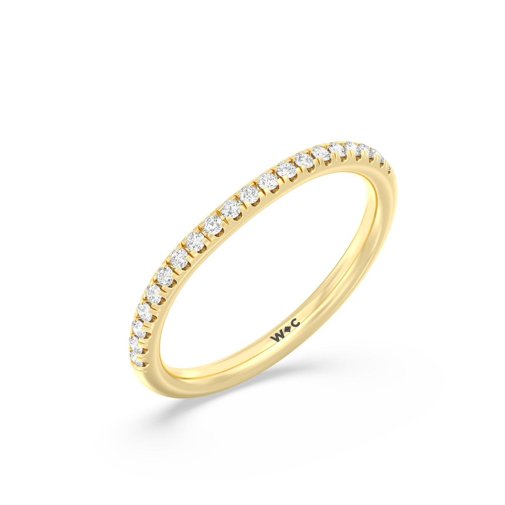 The Mira Diamond Wedding Band with 18KT Yellow Gold Cut Diamond in 14KT Yellow Gold view 3
