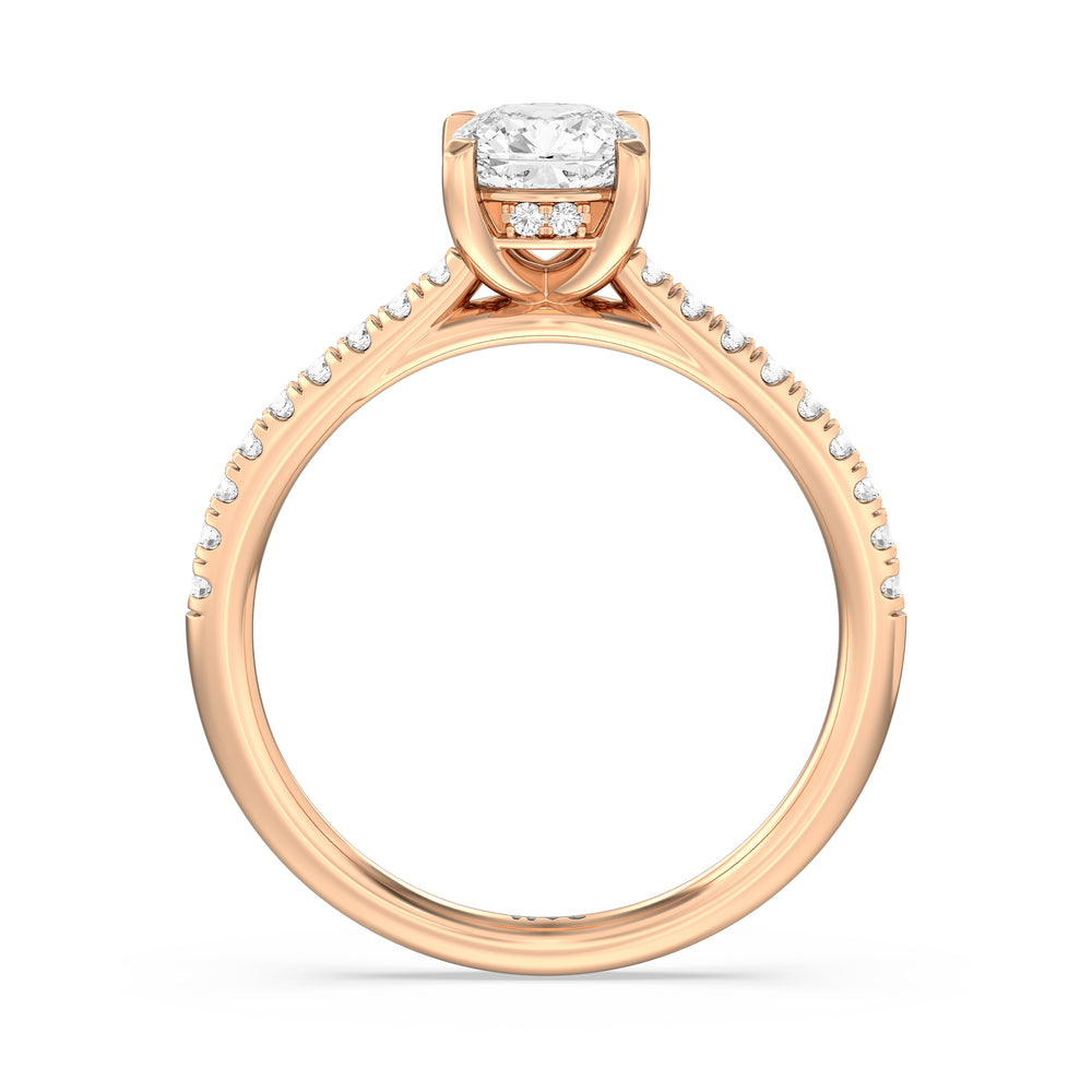 The Mira Engagement Ring with Cushion Cut Diamond in 14KT Rose Gold view 2
