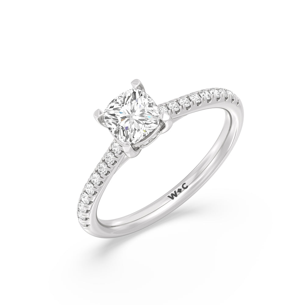 The Mira Engagement Ring with Cushion Cut Diamond in 14KT Platinum view 3

