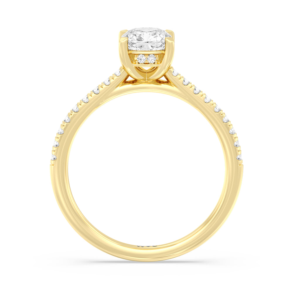 The Mira Engagement Ring with Cushion Cut Diamond in 14KT Yellow Gold view 2
