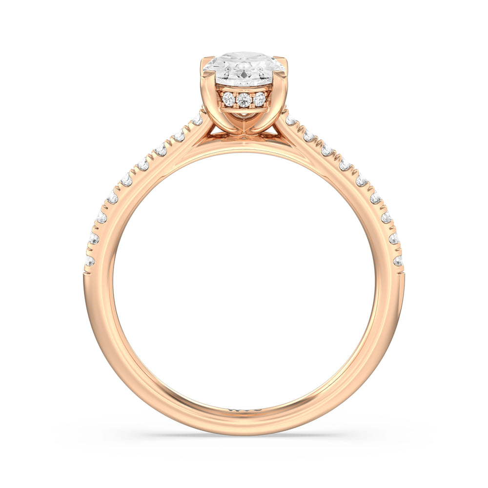 The Mira Engagement Ring with Oval Cut Diamond in 14KT Rose Gold view 2
