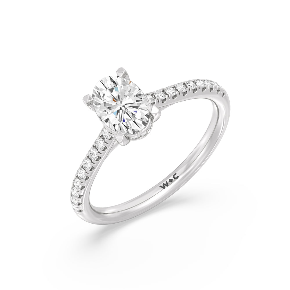 The Mira Engagement Ring with Oval Cut Diamond in 14KT Platinum view 3
