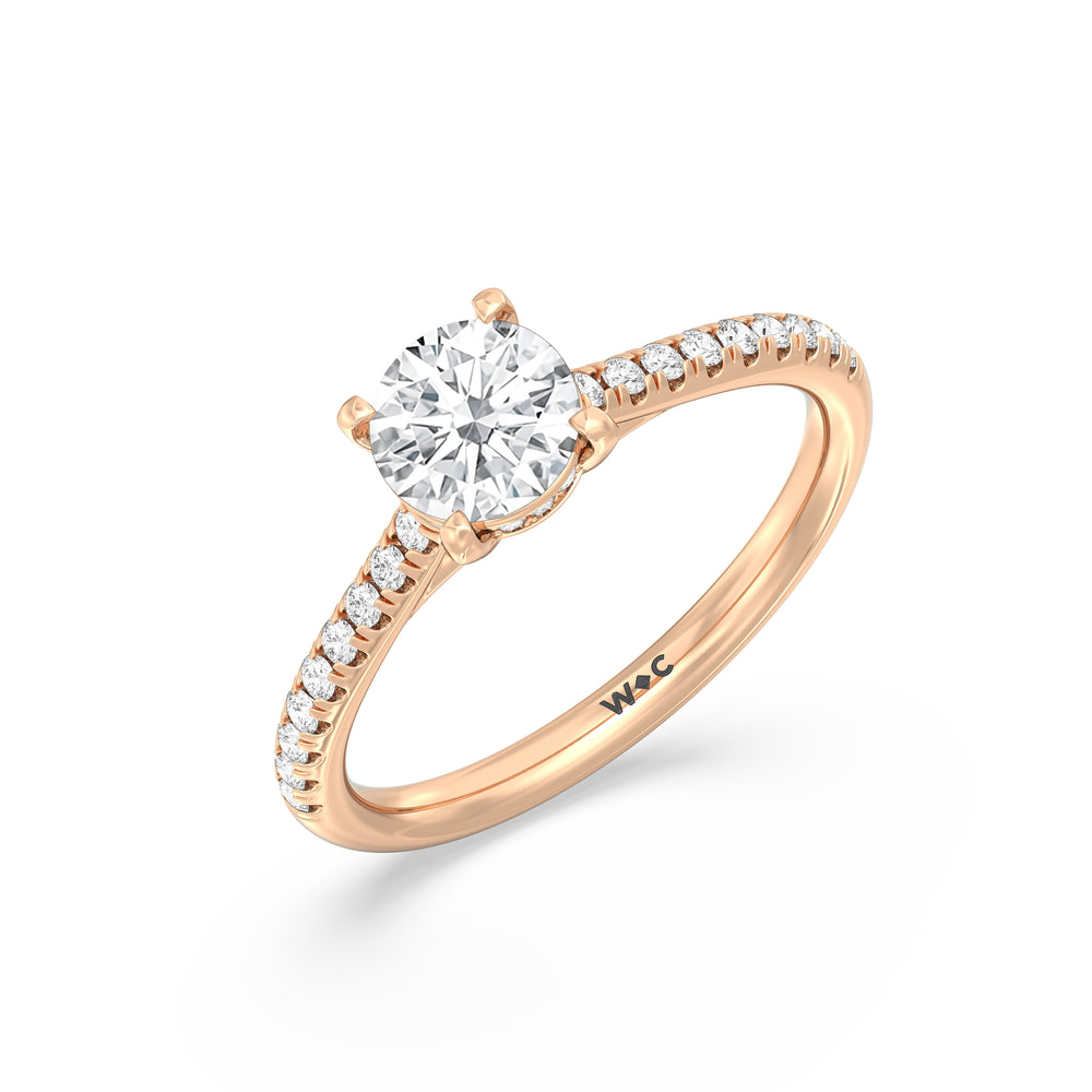 The Mira Engagement Ring with Round Cut Diamond in 14KT Rose Gold view 3

