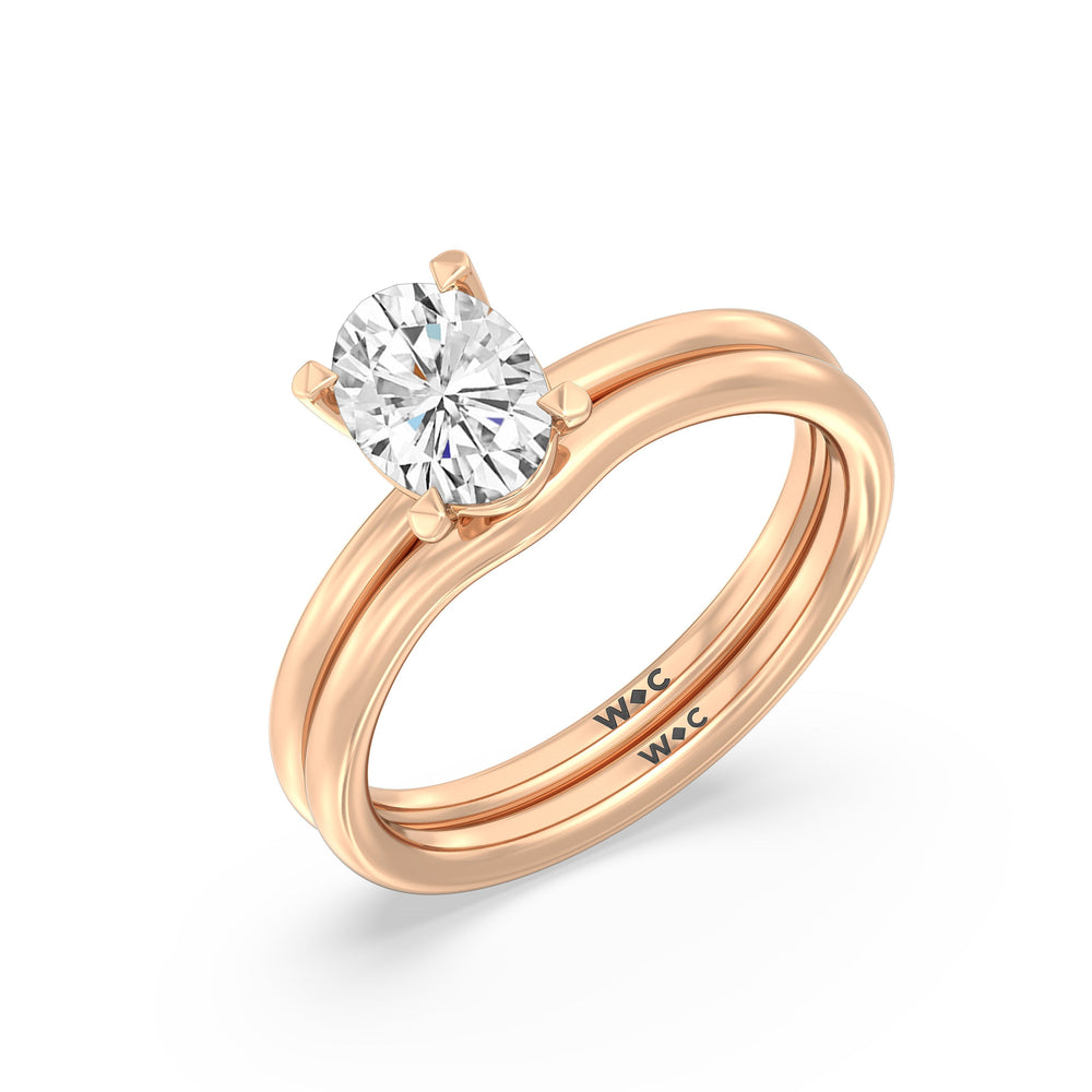 The Lyra Wedding Band with 18KT Rose Gold Cut Diamond in 14KT Rose Gold view 4
