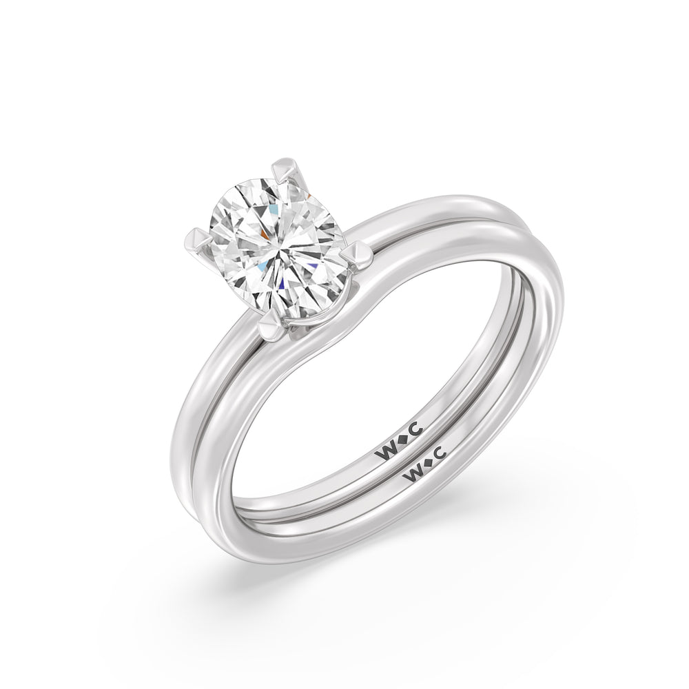 The Lyra Wedding Band with Platinum Cut Diamond in 14KT Platinum view 4
