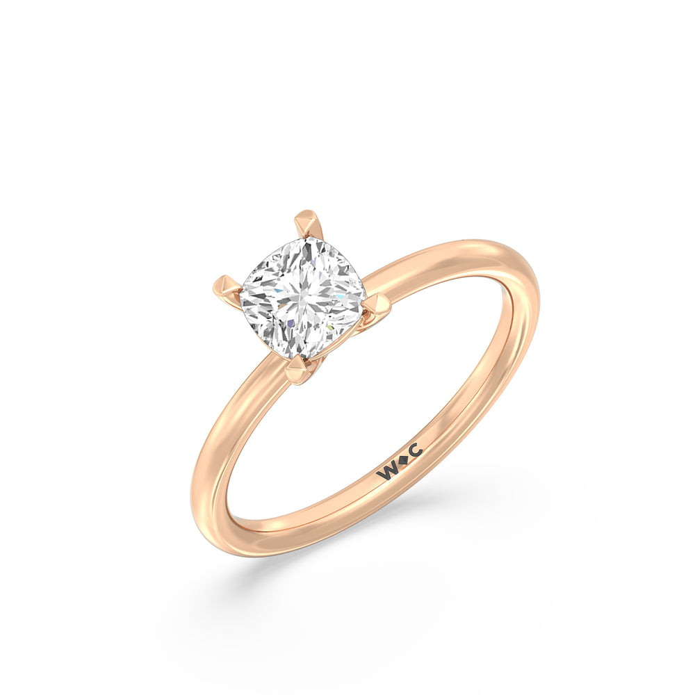 The Lyra Engagement Ring with Cushion Cut Diamond in 14KT Rose Gold view 3
