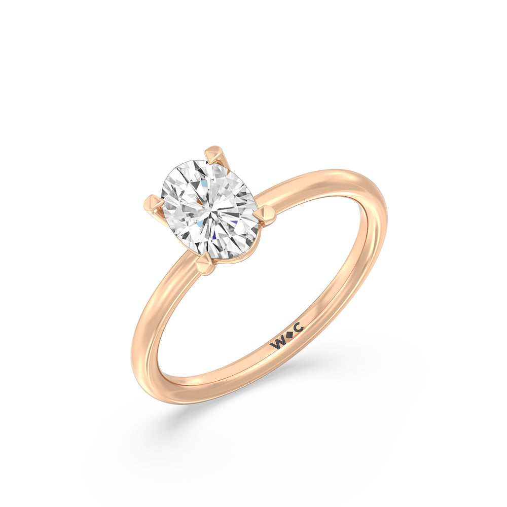 The Lyra Engagement Ring with Oval Cut Diamond in 14KT Rose Gold view 3
