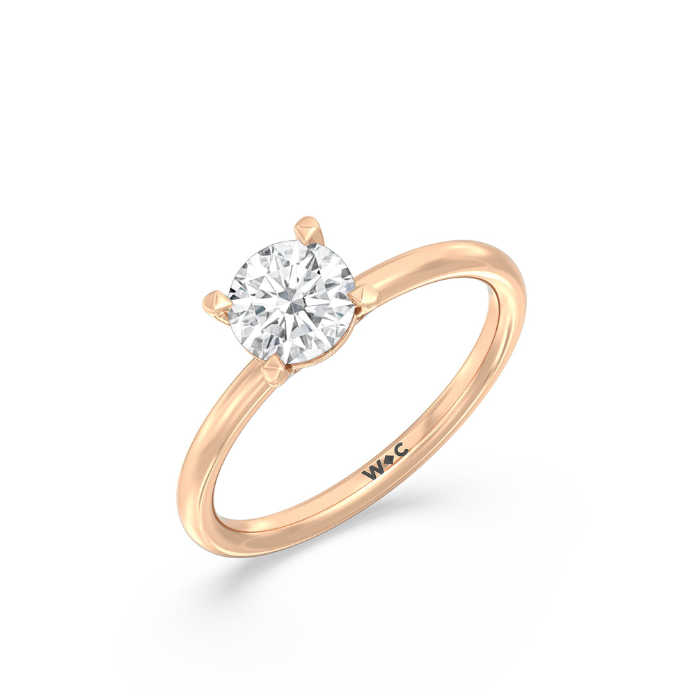 The Lyra Engagement Ring with Round Cut Diamond in 14KT Rose Gold view 3
