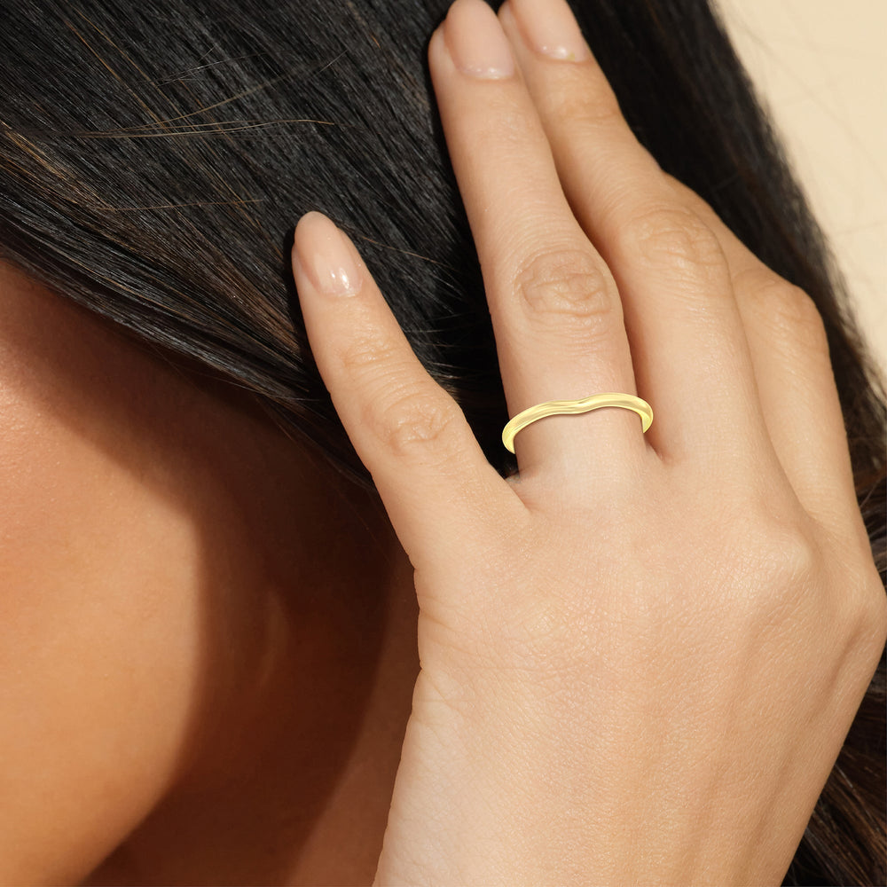 The Lyra Wedding Band with 18KT Rose Gold Cut Diamond in 14KT Rose Gold view 5
