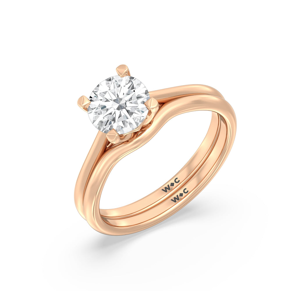 The Eliza Wedding Band with 18KT Rose Gold Cut Diamond in 14KT Rose Gold view 4
