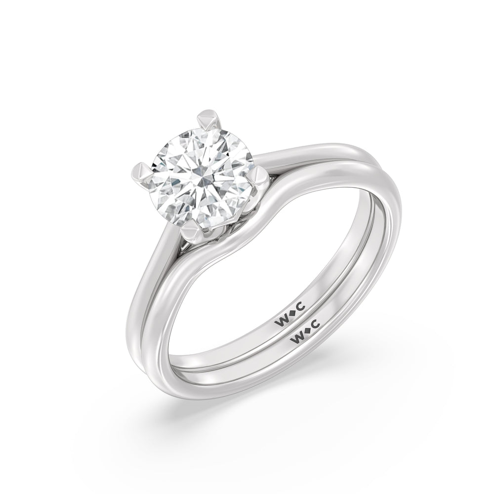 The Eliza Wedding Band with Platinum Cut Diamond in 14KT Platinum view 4
