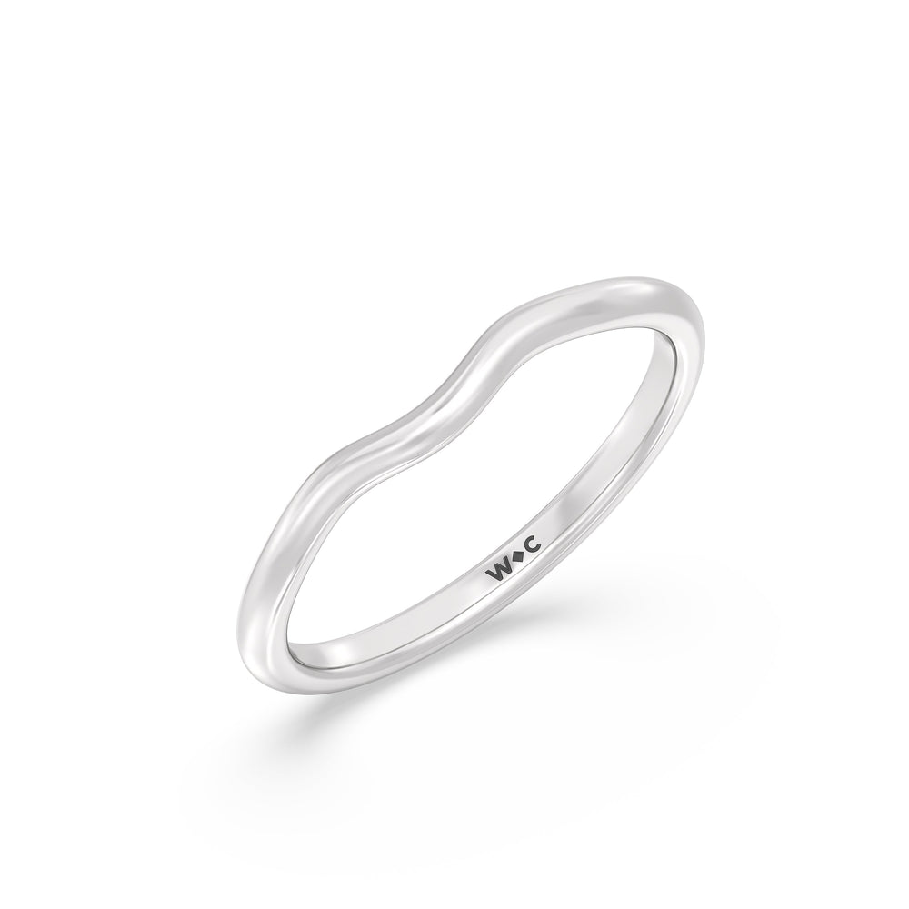 The Eliza Wedding Band with Platinum Cut Diamond in 14KT Platinum view 3
