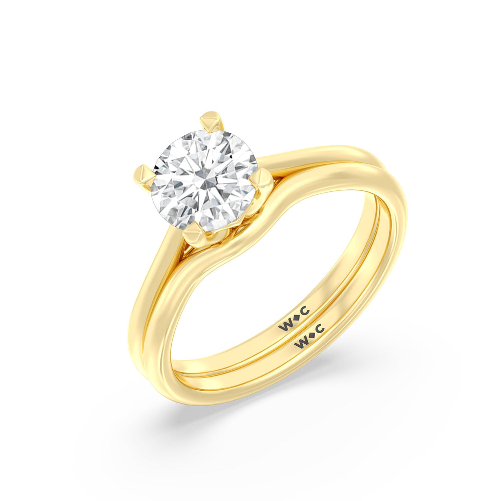 The Eliza Wedding Band with 18KT Yellow Gold Cut Diamond in 14KT Yellow Gold view 4
