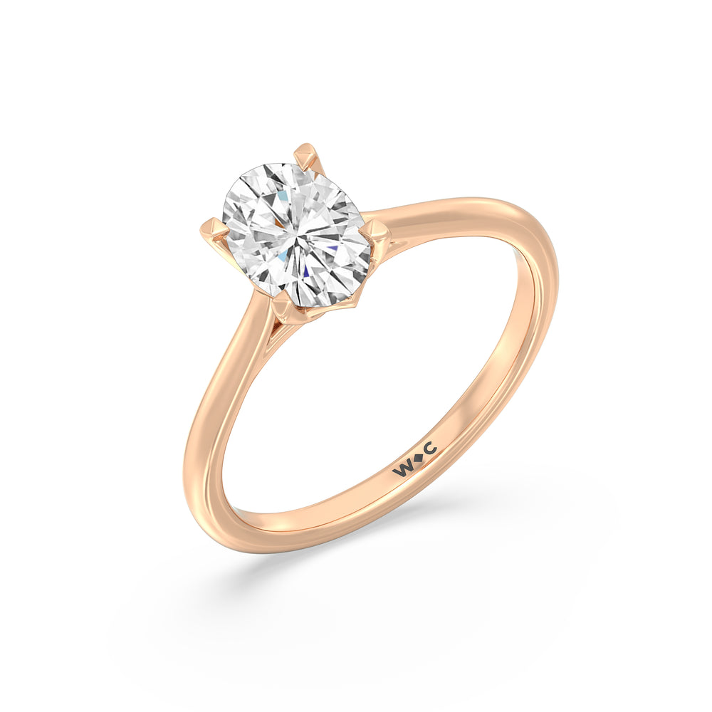 The Eliza Engagement Ring with Oval Cut Diamond in 14KT Rose Gold view 3
