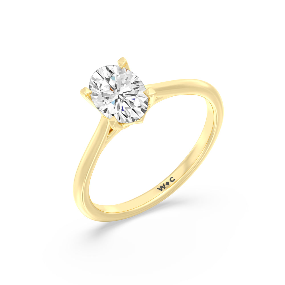 The Eliza Engagement Ring with Oval Cut Diamond in 14KT Yellow Gold view 3
