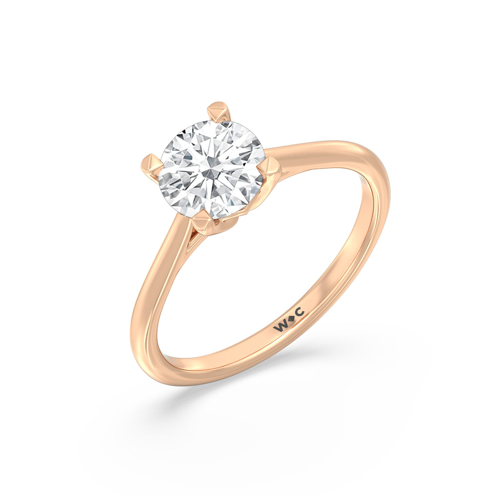 The Eliza Engagement Ring with Round Cut Diamond in 14KT Rose Gold view 3
