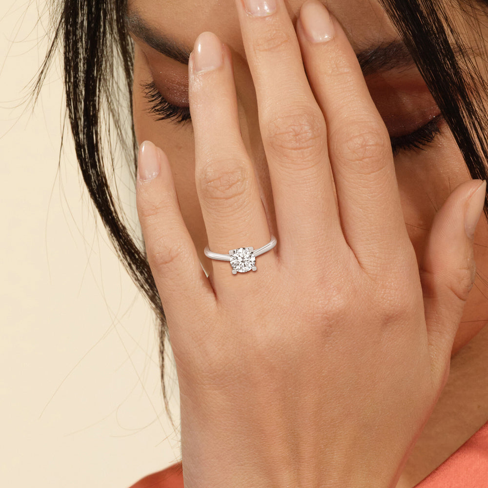 The Eliza Engagement Ring with Oval Cut Diamond in 14KT Rose Gold view 4
