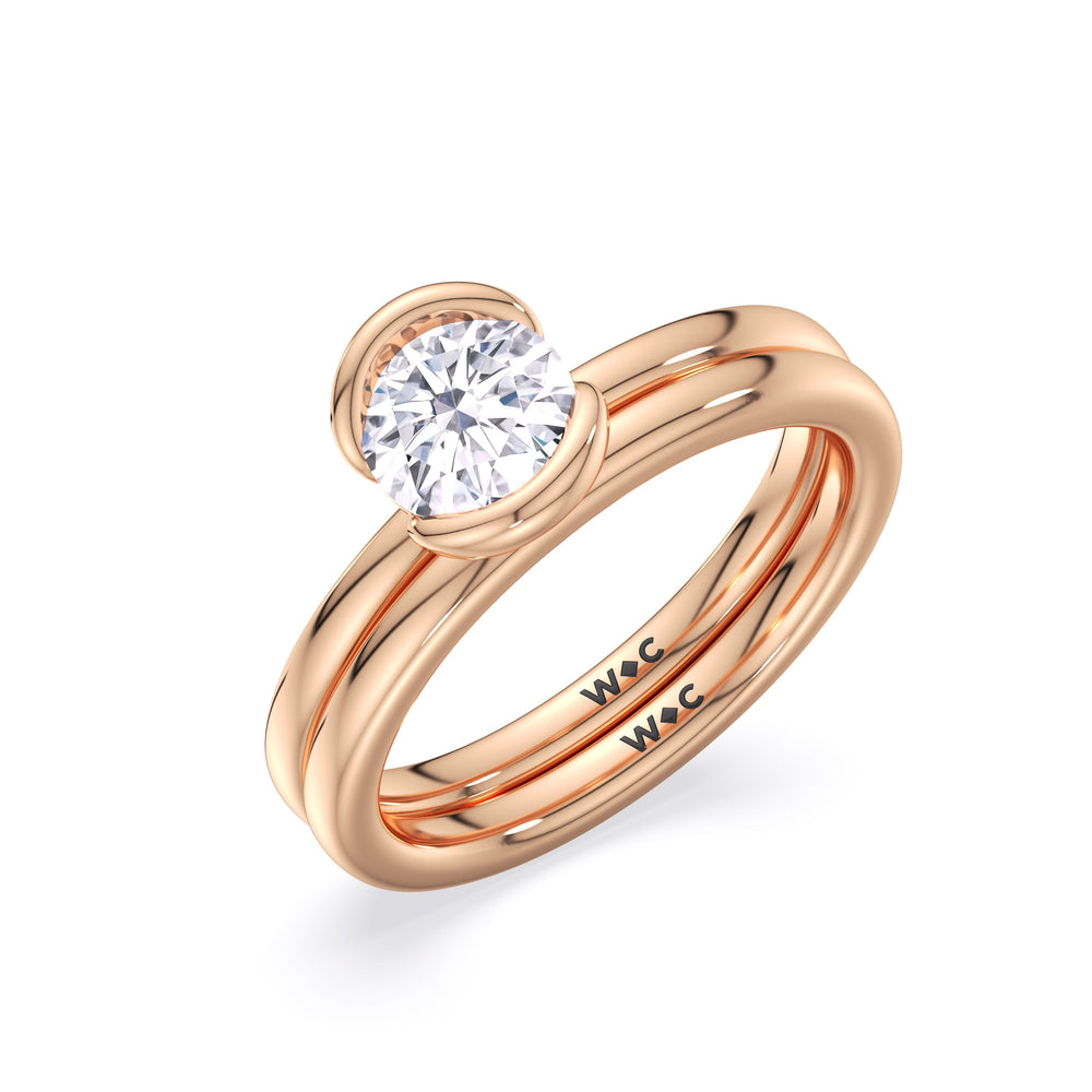 The Iris Wedding Band with 18KT Rose Gold Cut Diamond in 14KT Rose Gold view 4
