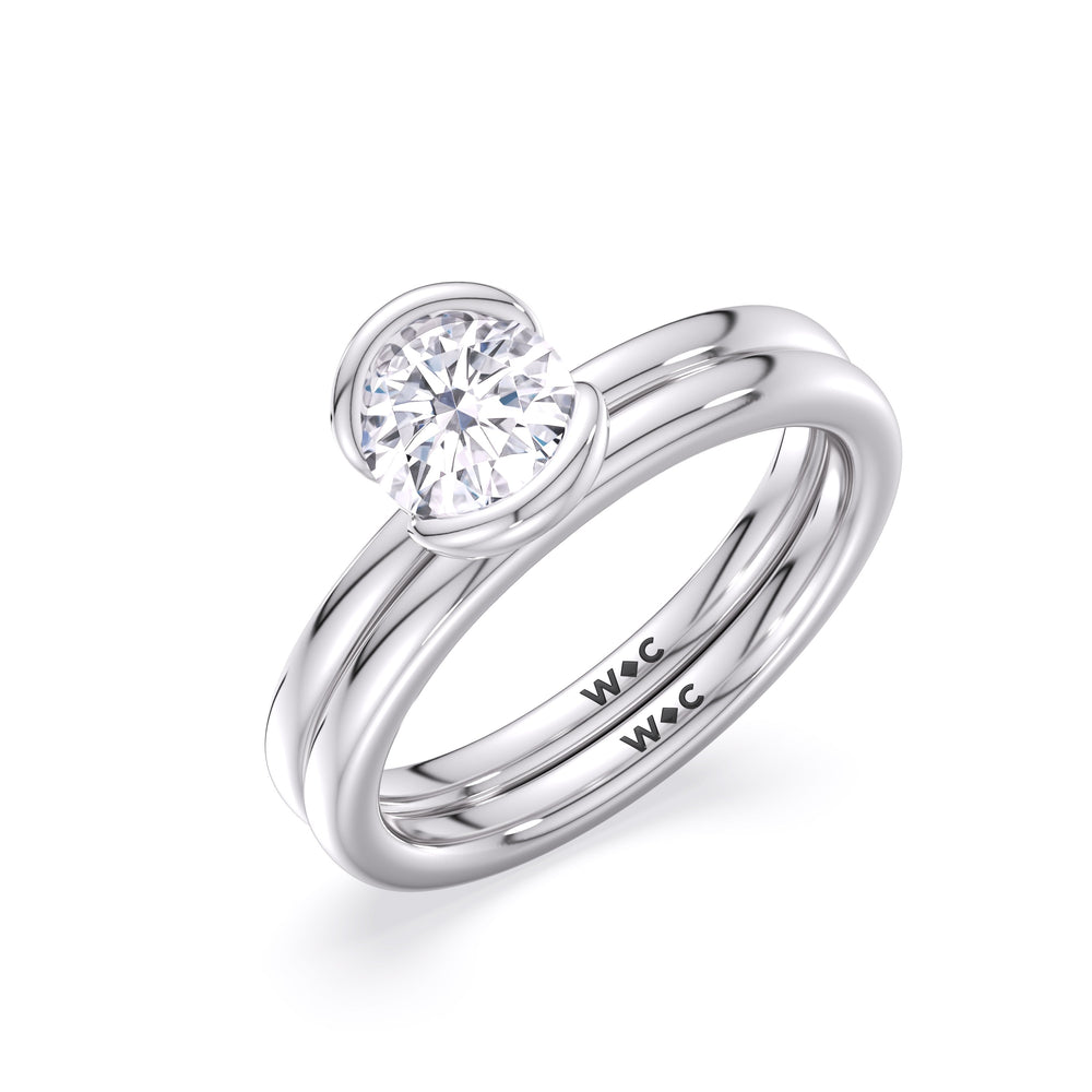 The Iris Wedding Band with Platinum Cut Diamond in 14KT Platinum view 4
