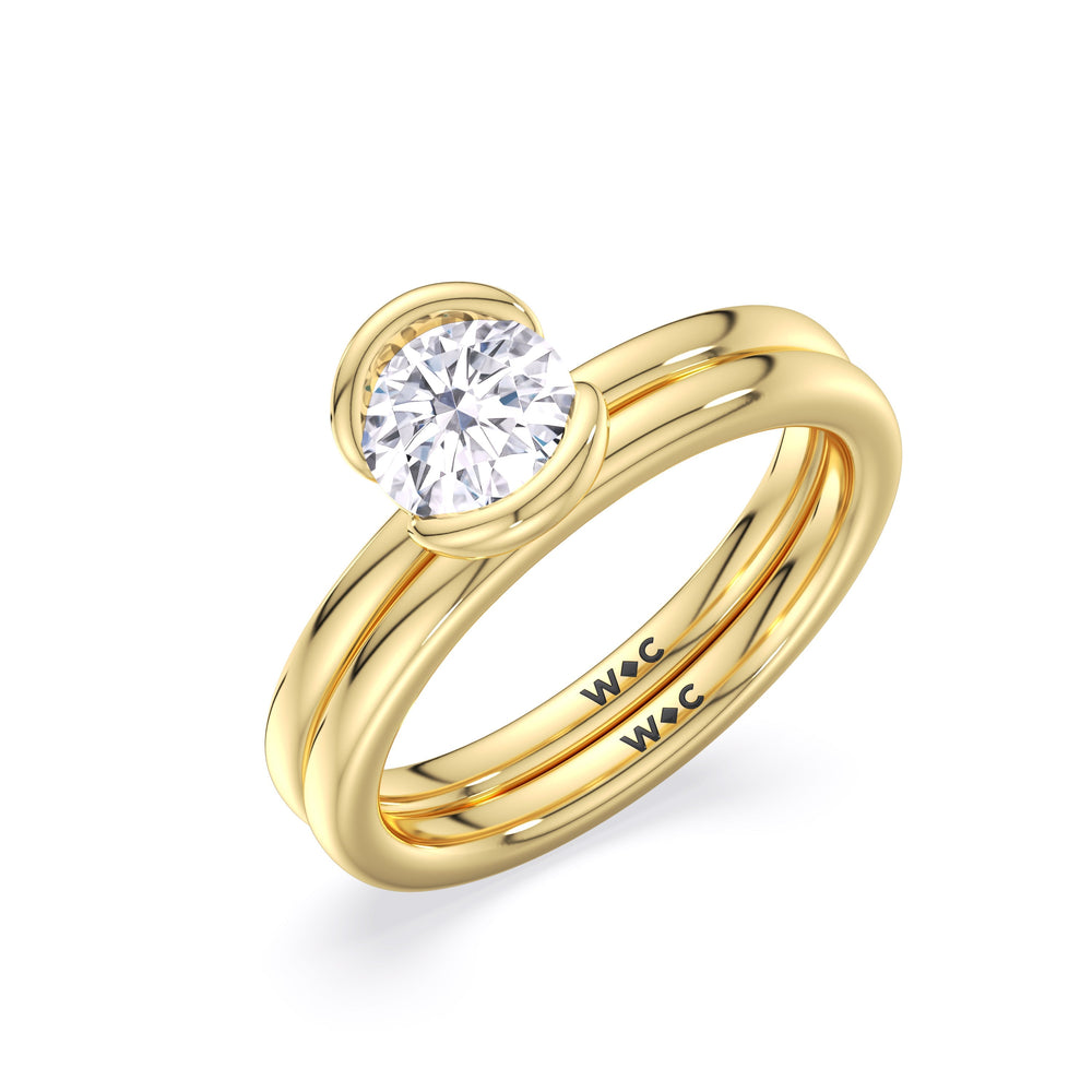 The Iris Wedding Band with 18KT Yellow Gold Cut Diamond in 14KT Yellow Gold view 4
