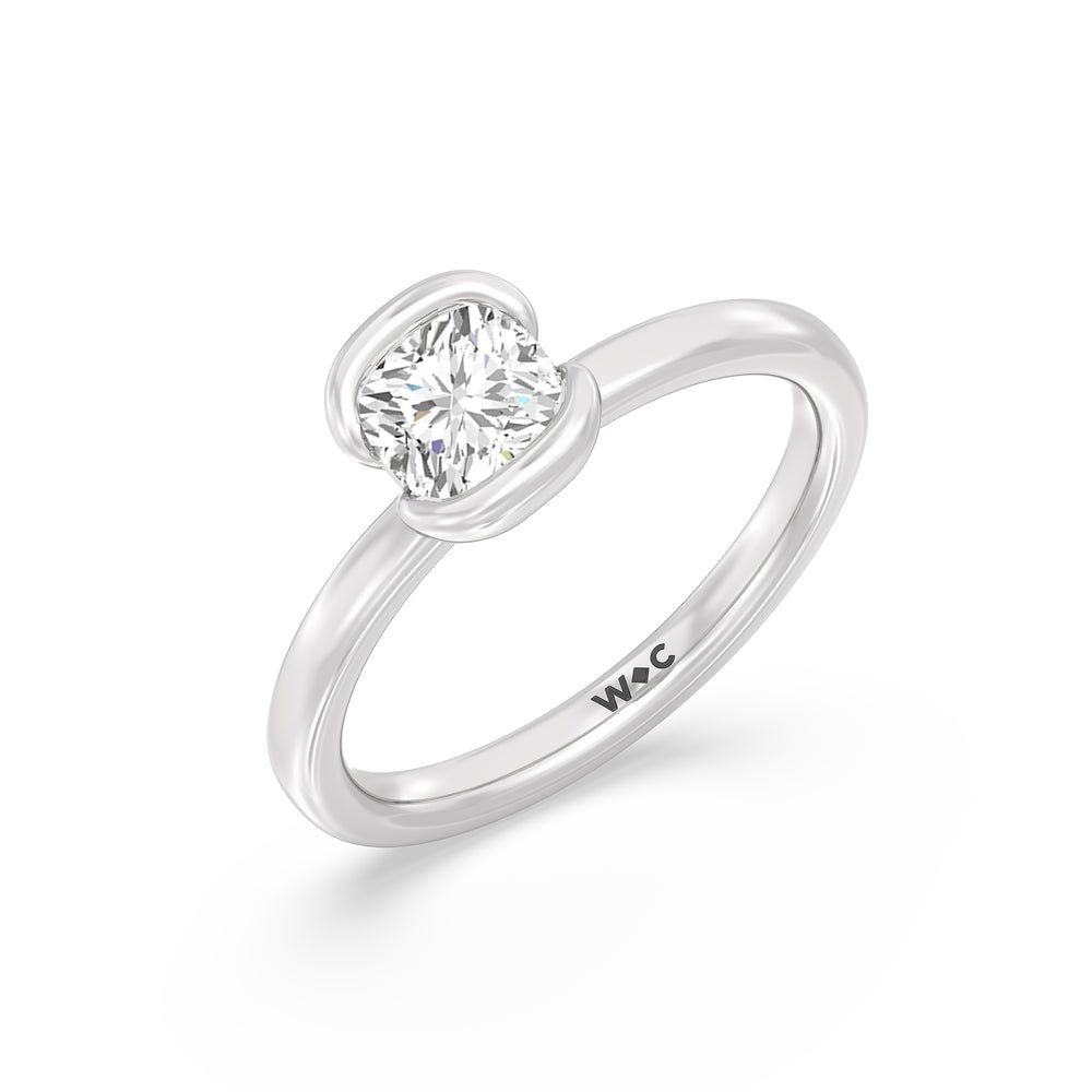 The Iris Engagement Ring with Cushion Cut Diamond in 14KT Platinum view 3
