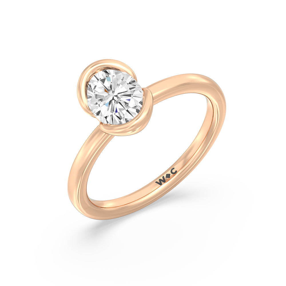 The Iris Engagement Ring with Oval Cut Diamond in 14KT Rose Gold view 3
